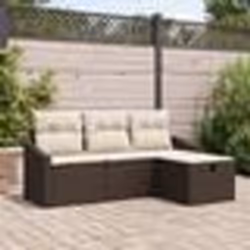 vidaXL Ensemble de canapé de jardin 4 pièces avec coussins en rotin poly marron