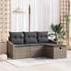 vidaXL Ensemble de canapé de jardin 4 pièces avec coussins gris poly rotin
