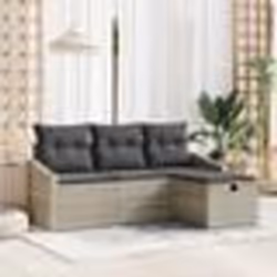 vidaXL Ensemble de canapé de jardin 4 pièces avec coussins gris clair en poly rotin