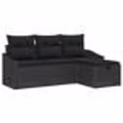vidaXL Ensemble de canapés de jardin 4 pièces avec coussins noir en poly rotin