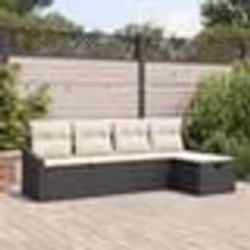 vidaXL Ensemble de Canapés de Jardin de 5 Pièces avec Coussins Noir Rattan Synthétique