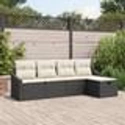 vidaXL Ensemble de Canapés de Jardin de 5 Pièces avec Coussins Noir Rattan Synthétique