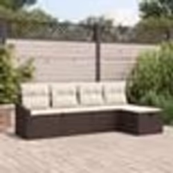 vidaXL Ensemble de Canapé 5 Pièces de Jardin avec Coussins Marron en Rotin Synthétique