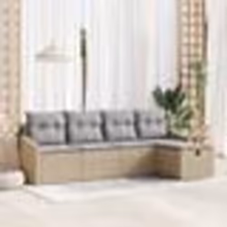 vidaXL Ensemble de Canapé de Jardin de 5 Pièces Avec Coussins Beige en Rattan Poly