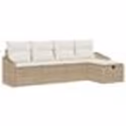 vidaXL Ensemble de canapé de jardin 5 pièces avec coussins Beige Poly Rotin