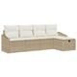 vidaXL Ensemble de canapé de jardin 5 pièces avec coussins Beige Poly Rotin