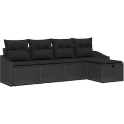 Ensemble de 5 Canapés de Jardin avec Coussins Noir Rattan Poly Vidaxl