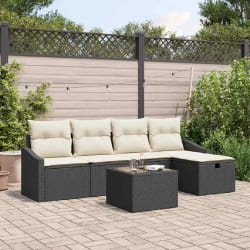 vidaXL Ensemble de canapé de jardin de 6 pièces avec coussins noir en rotin synthétique