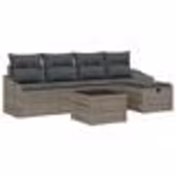 vidaXL Set de canapés de jardin 6 pièces avec coussins gris en poly rotin