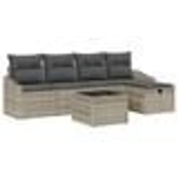 vidaXL Ensemble de canapé de jardin 6 pièces avec coussins gris clair en rattan synthétique