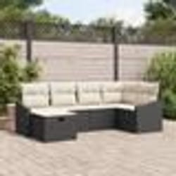 vidaXL Ensemble de 6 canapés de jardin avec coussins noir et poly rattan