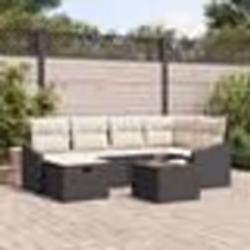 vidaXL Ensemble de Canapés de Jardin 7 Pièces avec Coussins Noir en Poly Rattan