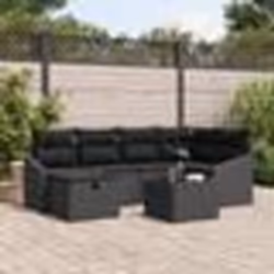 vidaXL Ensemble de canapé de jardin 7 pièces avec coussins noir en rotin