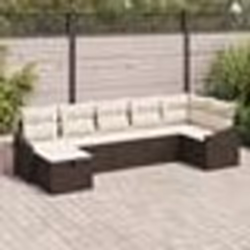 vidaXL Ensemble de Canapé de Jardin 7 pièces avec Coussins Rattan Poly Marron