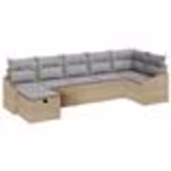 vidaXL Ensemble de canapé de jardin 7 pièces avec coussins beige poly rotin
