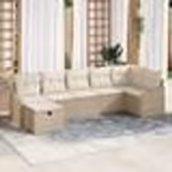 vidaXL Ensemble de Canapés de Jardin 7 pièces avec Coussins Beige Poly Ratan