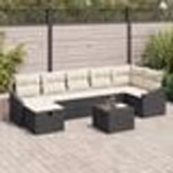 vidaXL Ensemble de canapé de jardin 8 pièces avec coussins en poly-rattan noir