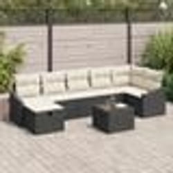 vidaXL Ensemble de canapé de jardin 8 pièces avec coussins en poly-rattan noir