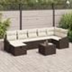 vidaXL Ensemble de canapé de jardin 8 pièces avec coussins marron en polyrotin