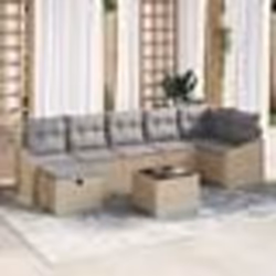 vidaXL Ensemble de canapé de jardin 8 pièces avec coussins Beige Poly Rotin