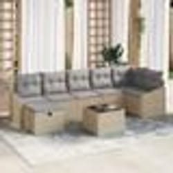 vidaXL Ensemble de canapé de jardin 8 pièces avec coussins Beige Poly Rotin