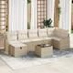 vidaXL Ensemble de canapé de jardin 8 pièces avec coussins Beige Poly Rattan