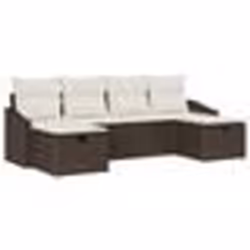 vidaXL Set de canapé de jardin 6 pièces avec coussins marron poly rattan