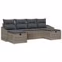 vidaXL Set de Canapé de Jardin 6 pièces avec Coussins Gris Poly Rattan