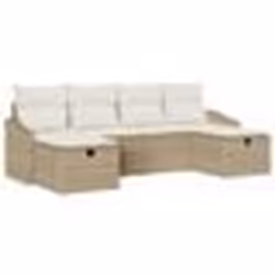 vidaXL Set de canapé de jardin 6 pièces avec coussins Beige Poly Rattan