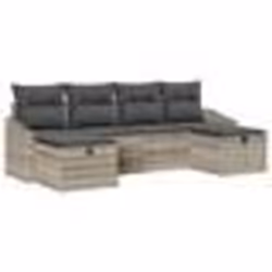 vidaXL Ensemble de canapé de jardin 6 pièces avec coussins en rattan gris clair