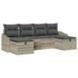 vidaXL Ensemble de canapé de jardin 6 pièces avec coussins en rattan gris clair