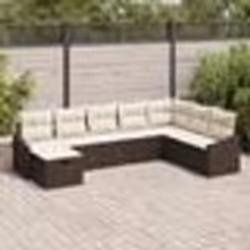 vidaXL Ensemble de canapés de jardin de 8 pièces avec coussins en poly rotin marron