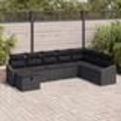 vidaXL Ensemble de canapé de jardin 8 pièces avec coussins Noir Poly Rattan