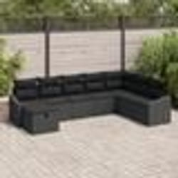 vidaXL Ensemble de canapé de jardin 8 pièces avec coussins Noir Poly Rattan