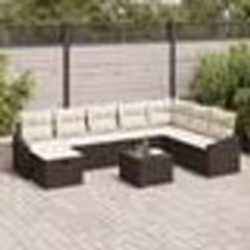 vidaXL Ensemble de canapés de jardin en 9 pièces avec coussins en rotin poly marron