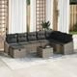 vidaXL Ensemble de Canapés de Jardin 9 pièces avec Coussins Gris Rotin