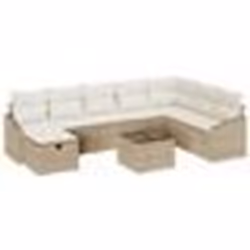 vidaXL Ensemble de canapé de jardin 9 pièces avec coussins en rattan synthétique beige
