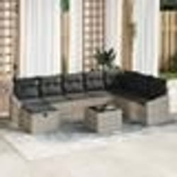 vidaXL Set de canapé de jardin de 9 pièces avec coussins en rattan poly gris clair