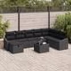 vidaXL Ensemble de Canapés de Jardin 9 Pièces avec Coussins Rotin Poly Noir