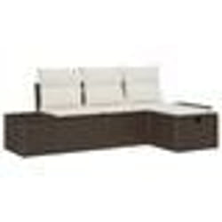 vidaXL Ensemble de 4 Canapés de Jardin avec Coussins en Rattan Poly Marron