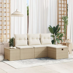 Vidaxl - Ensemble de Canapé de Jardin 4 Pièces avec Coussins Beige en Poly Rattan