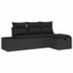 vidaXL Ensemble de Canapés de Jardin de 4 Pièces avec Coussins Noir Poly Rattan