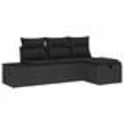 vidaXL Ensemble de Canapés de Jardin de 4 Pièces avec Coussins Noir Poly Rattan