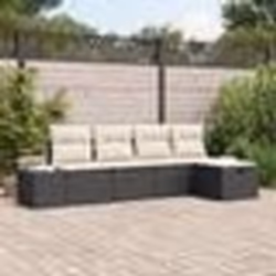 vidaXL Ensemble de 5 Canapés de Jardin avec Coussins Noir Rattan Synthétique