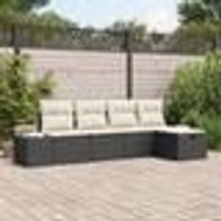 vidaXL Ensemble de 5 Canapés de Jardin avec Coussins Noir Rattan Synthétique