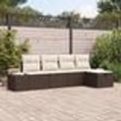 vidaXL Ensemble de Canapé de Jardin 5 Pièces avec Coussins Rattan Poly Marron