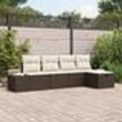 vidaXL Ensemble de Canapé de Jardin 5 Pièces avec Coussins Rattan Poly Marron