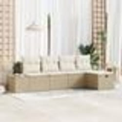 vidaXL Ensemble de Canapé de Jardin 5 pièces avec Coussins Beige Poly Rattan
