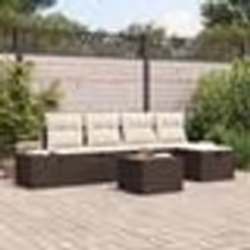vidaXL Ensemble de Canapés de Jardin de 6 Pièces avec Coussins Marron en Poly Rattan