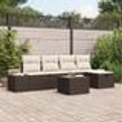 vidaXL Ensemble de Canapés de Jardin de 6 Pièces avec Coussins Marron en Poly Rattan